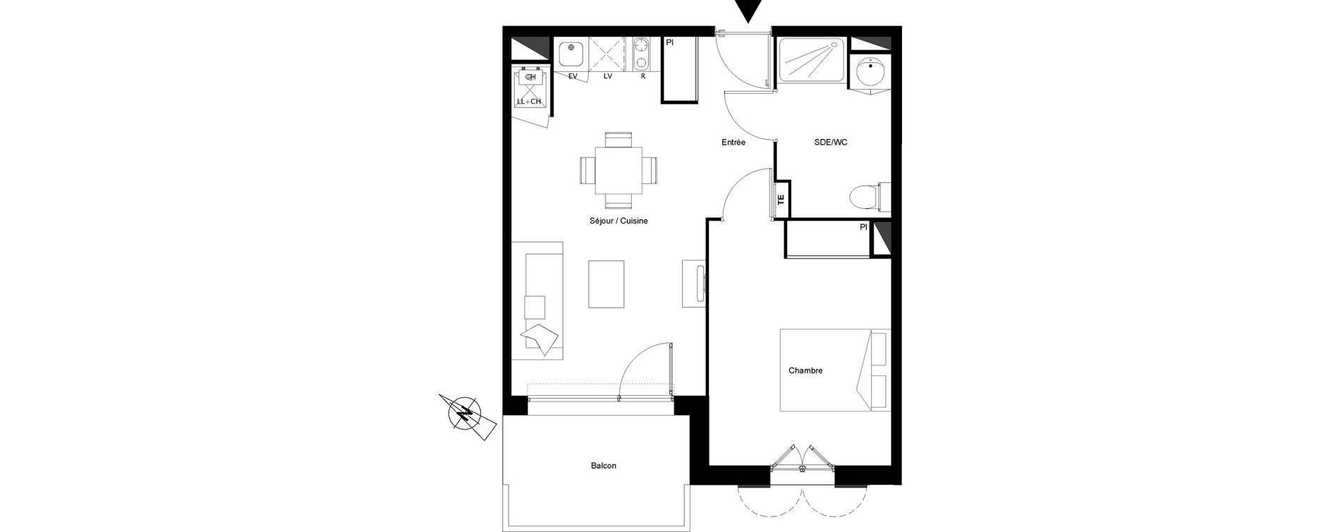 Appartement T2 de 42,09 m2 &agrave; Castanet-Tolosan Centre