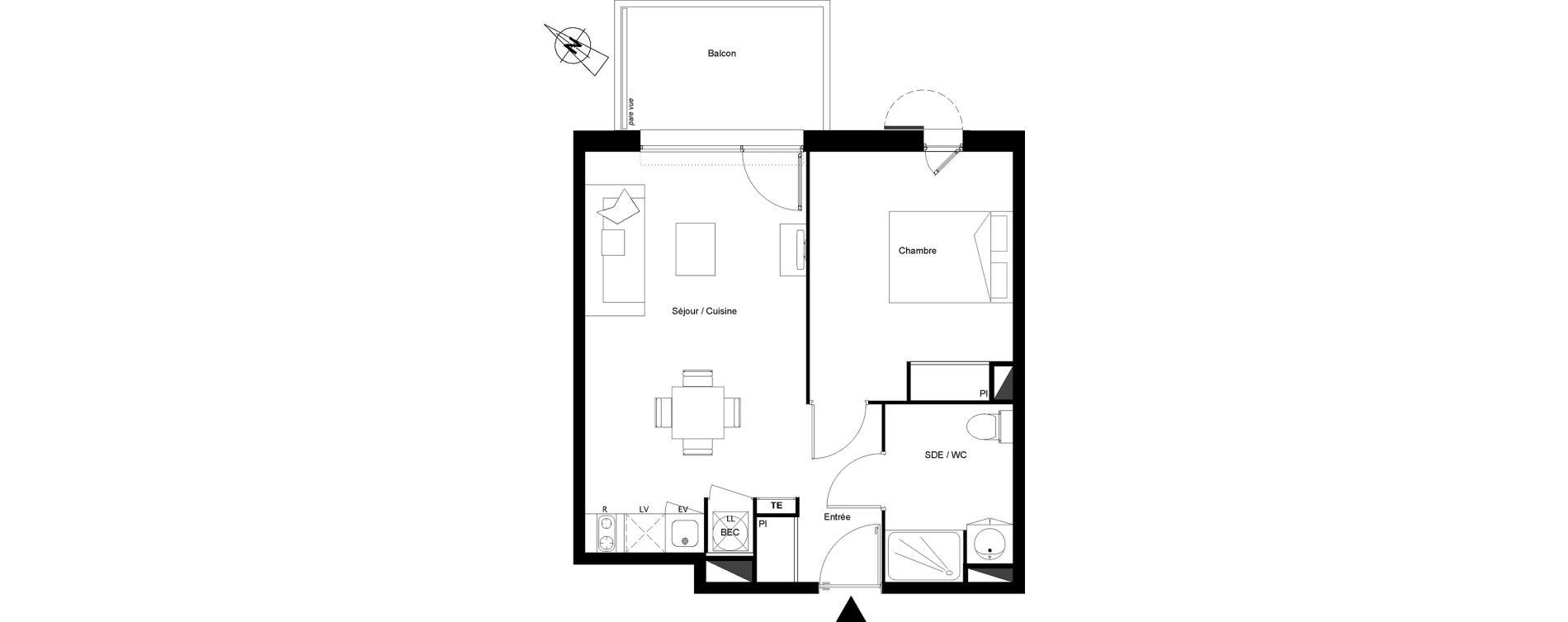 Appartement T2 de 40,93 m2 &agrave; Castanet-Tolosan Centre