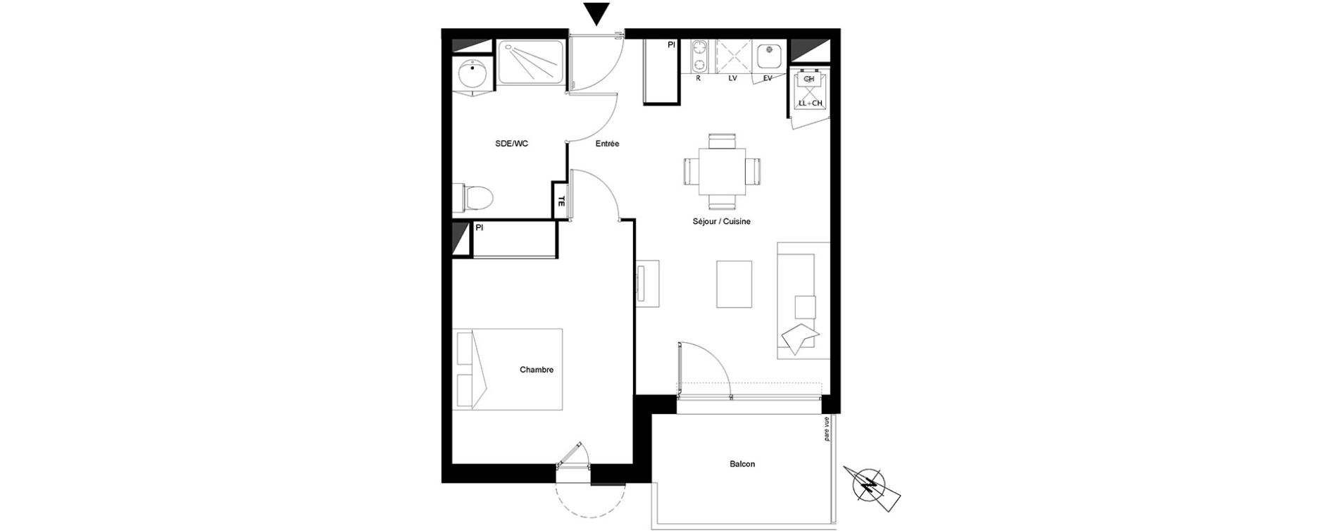 Appartement T2 de 42,09 m2 &agrave; Castanet-Tolosan Centre