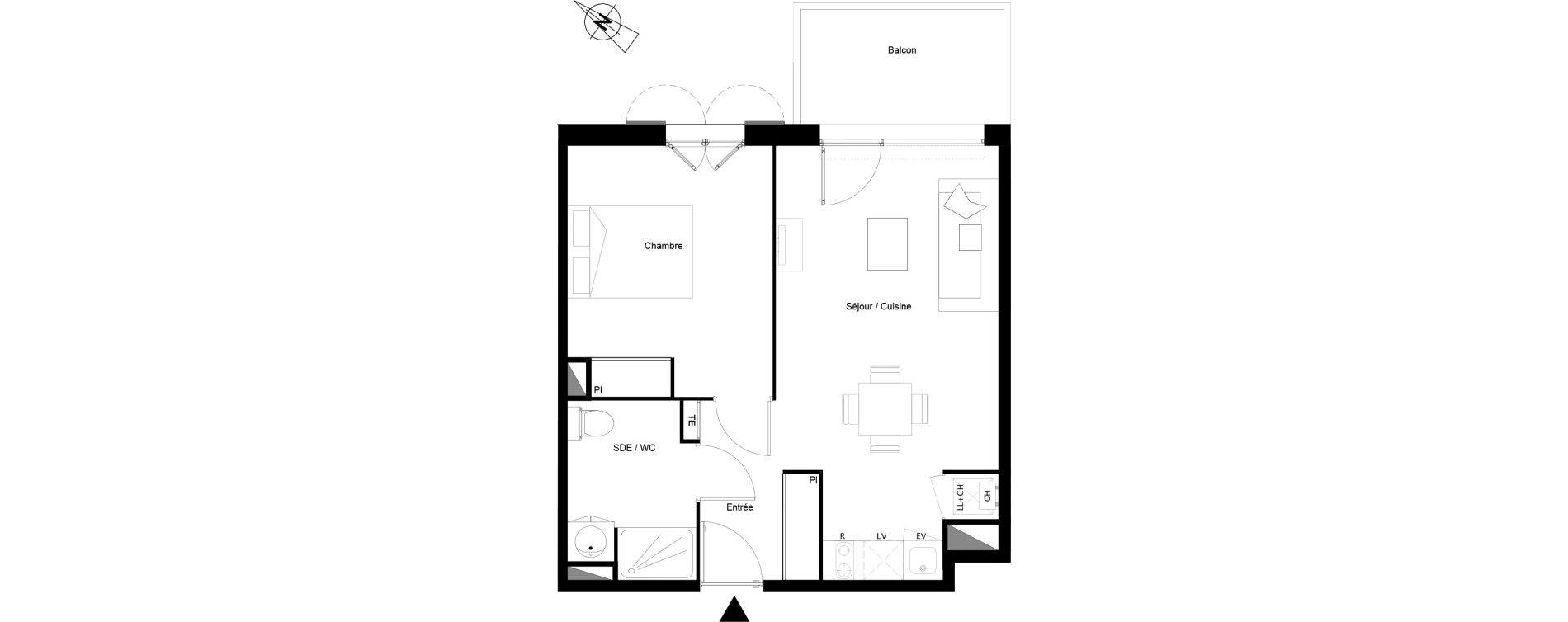 Appartement T2 de 41,25 m2 &agrave; Castanet-Tolosan Centre