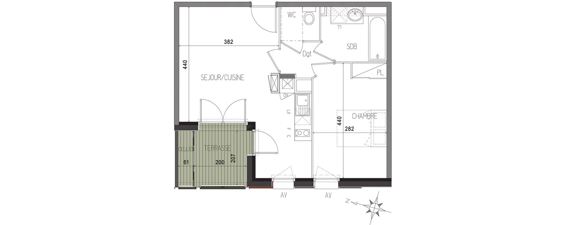 Appartement T2 de 43,91 m2 &agrave; Castanet-Tolosan Castanet tolosan centre
