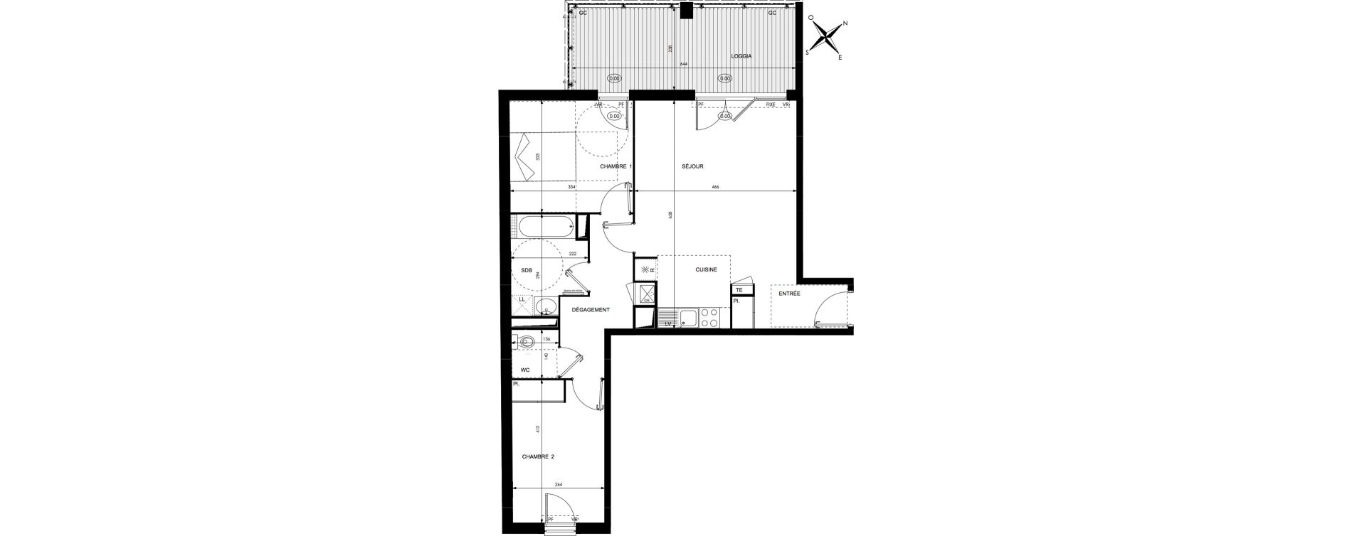 Appartement T3 de 68,66 m2 &agrave; Castanet-Tolosan Centre