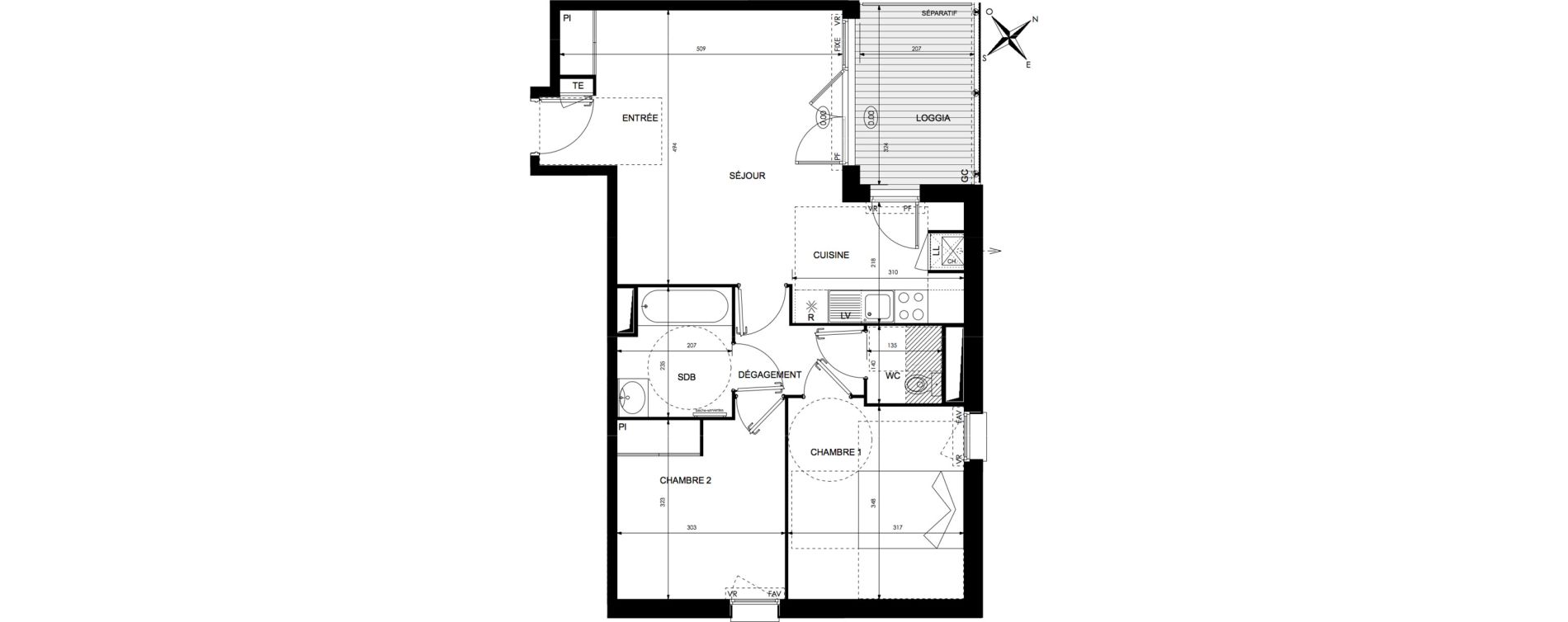 Appartement T3 de 60,07 m2 &agrave; Castanet-Tolosan Centre