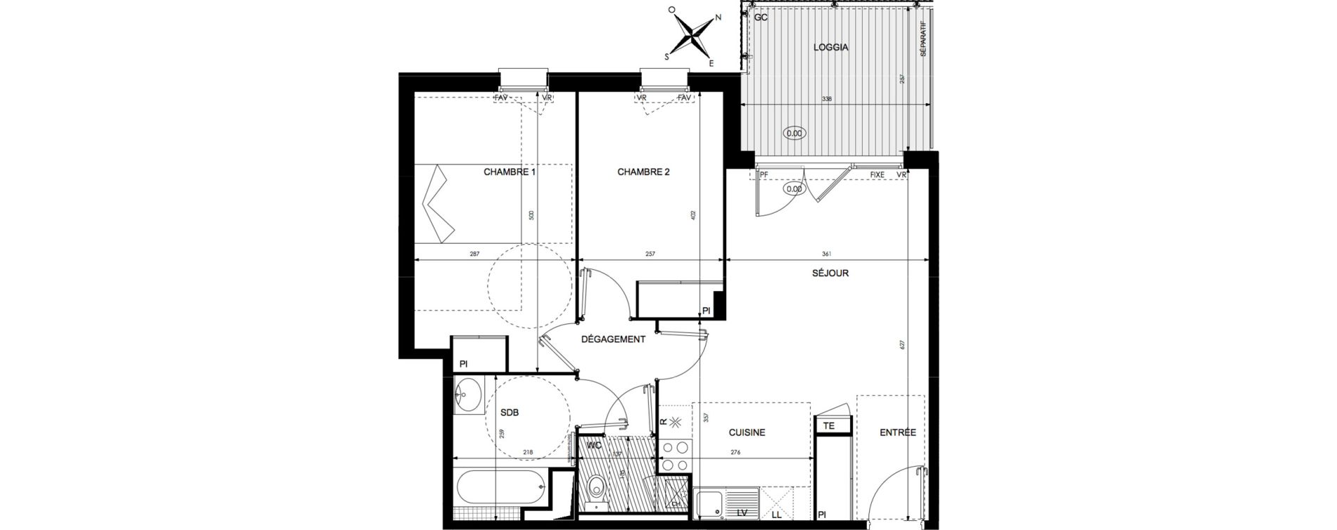 Appartement T3 de 60,51 m2 &agrave; Castanet-Tolosan Centre