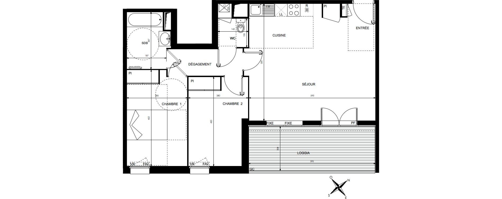Appartement T3 de 69,07 m2 &agrave; Castanet-Tolosan Centre