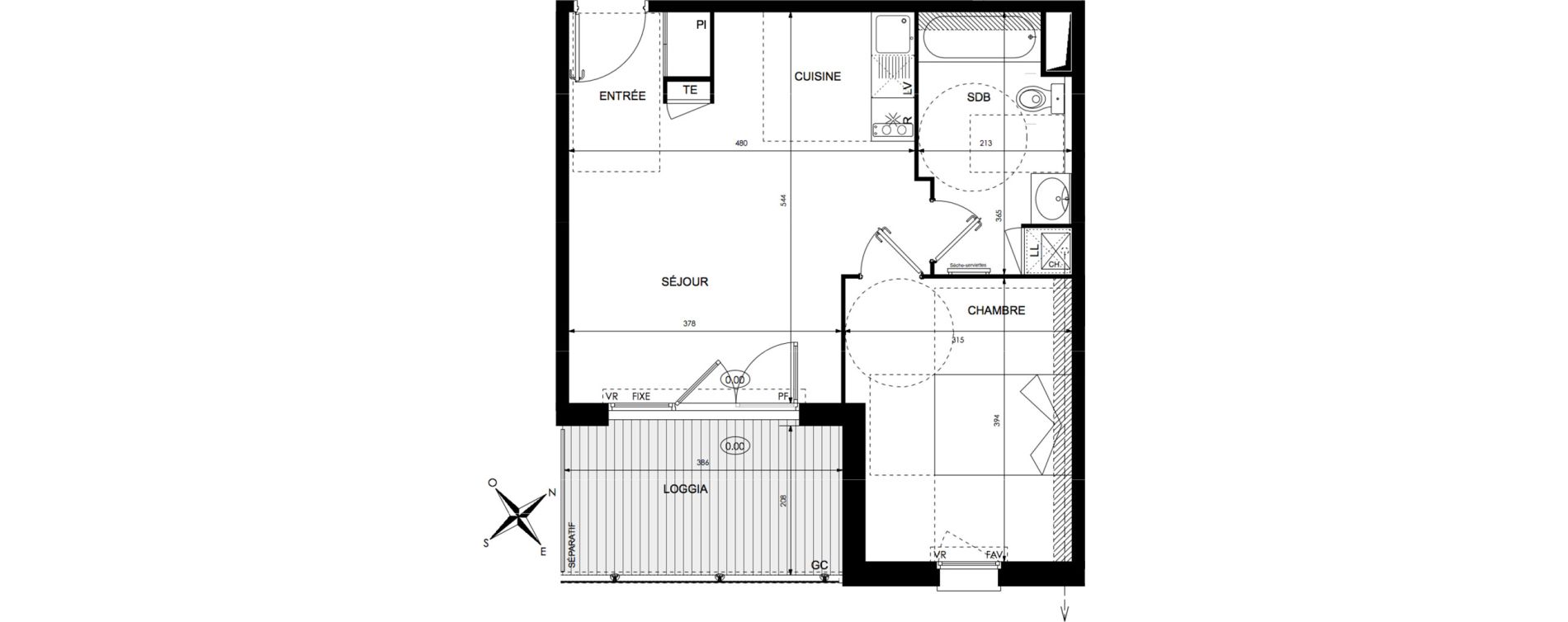 Appartement T2 de 43,28 m2 &agrave; Castanet-Tolosan Centre