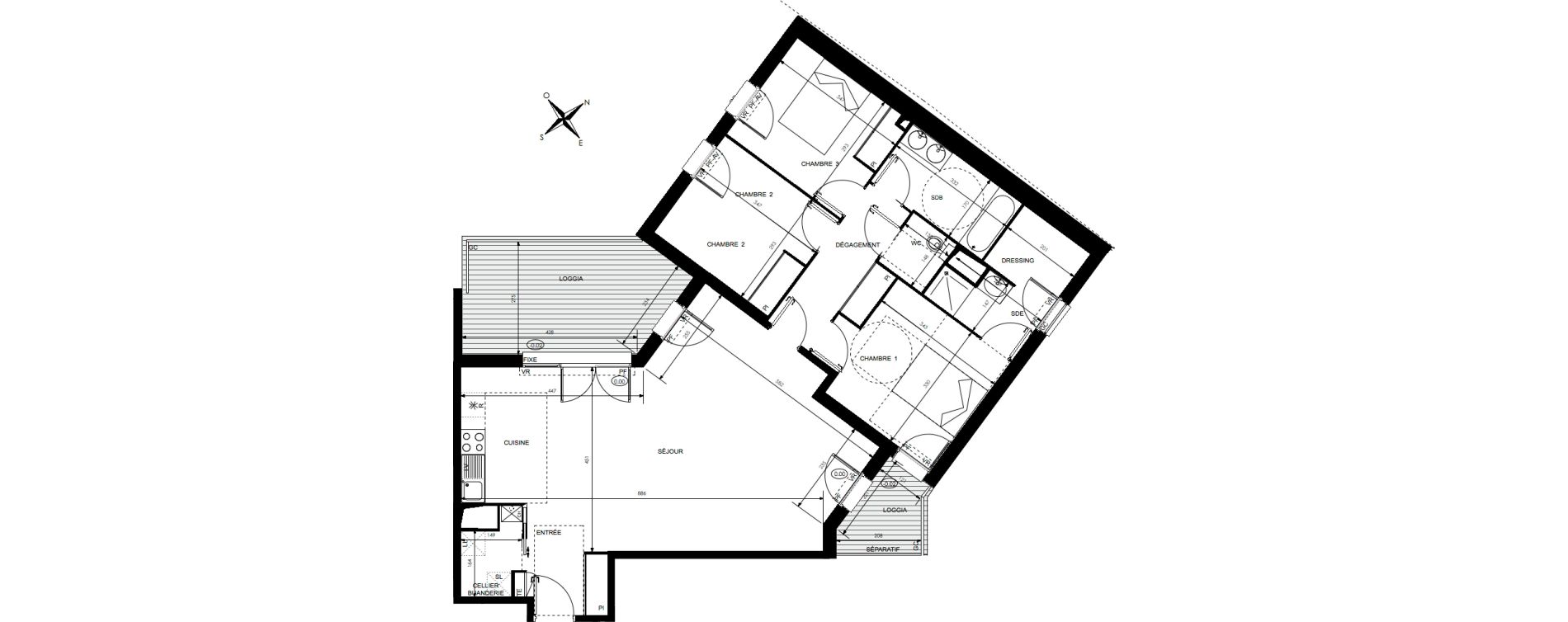 Appartement T4 de 103,05 m2 &agrave; Castanet-Tolosan Centre