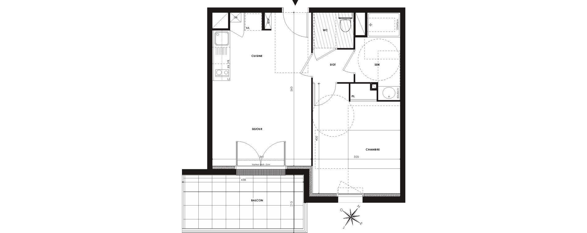 Appartement T2 de 39,79 m2 &agrave; Castanet-Tolosan Centre