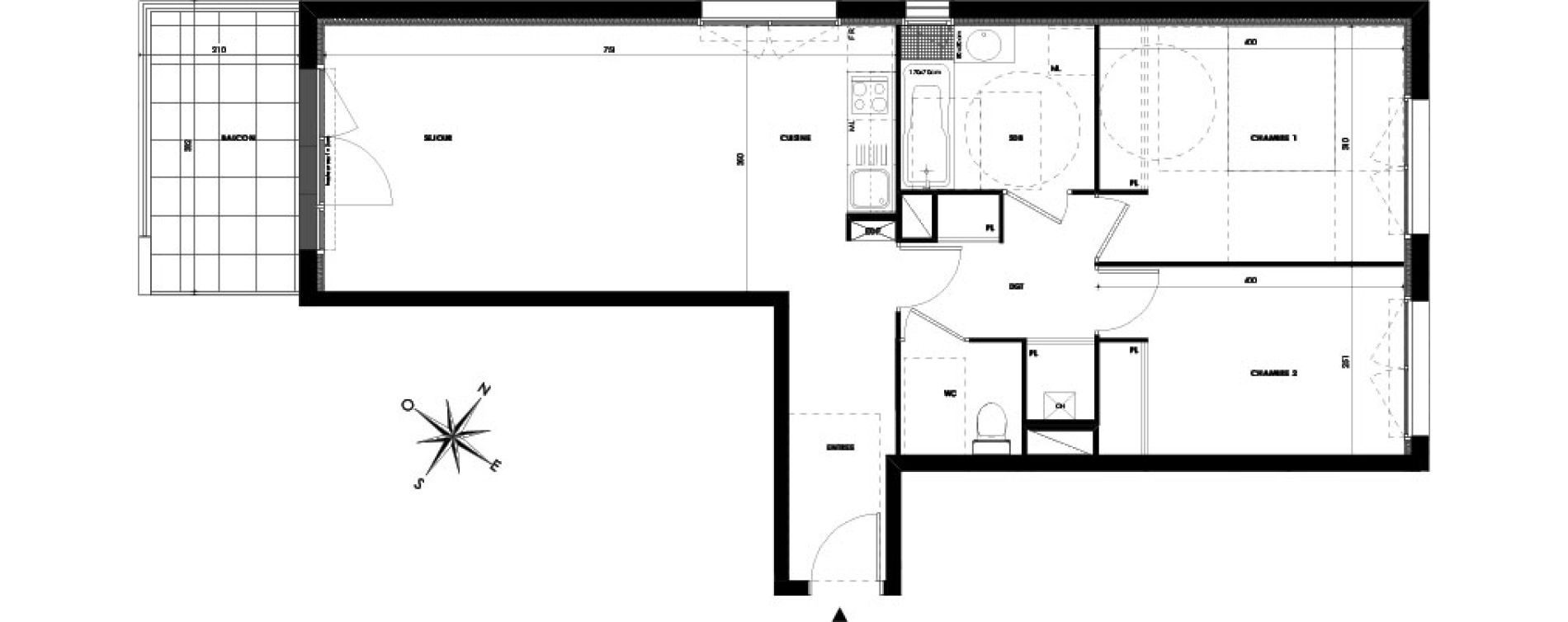 Appartement T3 de 67,01 m2 &agrave; Castanet-Tolosan Centre