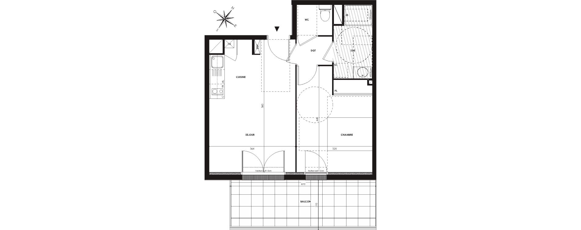 Appartement T2 de 41,50 m2 &agrave; Castanet-Tolosan Centre