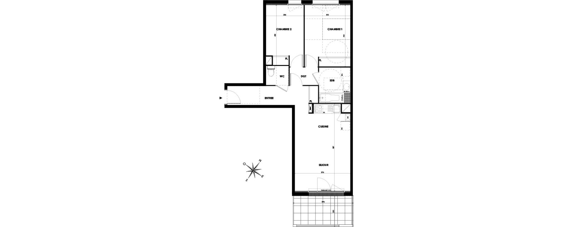 Appartement T3 de 61,58 m2 &agrave; Castanet-Tolosan Centre