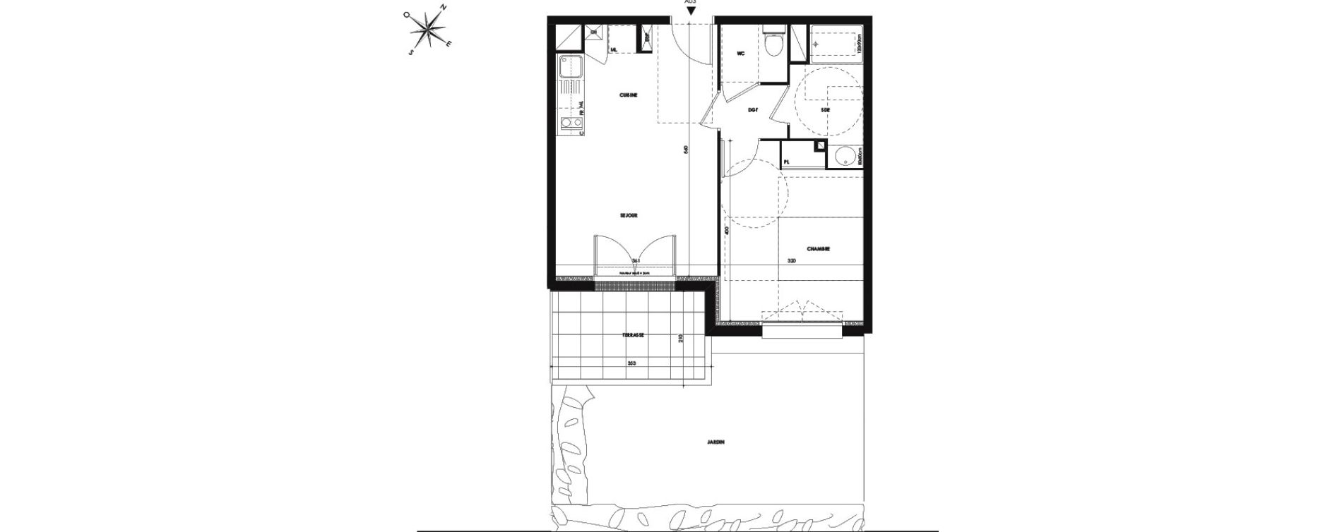 Appartement T2 de 39,79 m2 &agrave; Castanet-Tolosan Centre