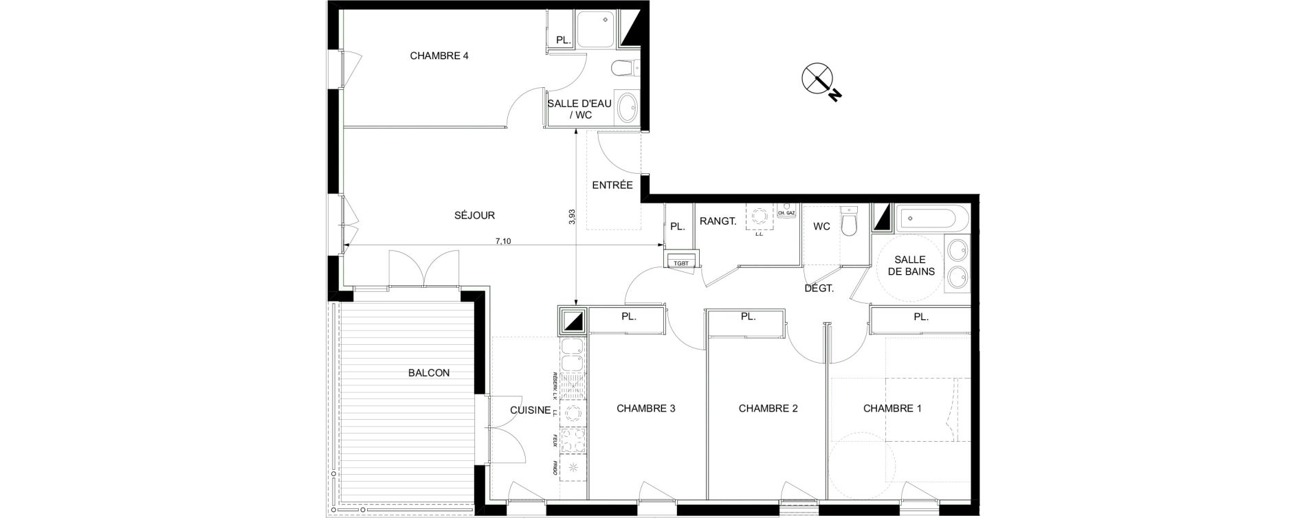 Appartement T5 de 100,79 m2 &agrave; Castanet-Tolosan Castanet tolosan centre