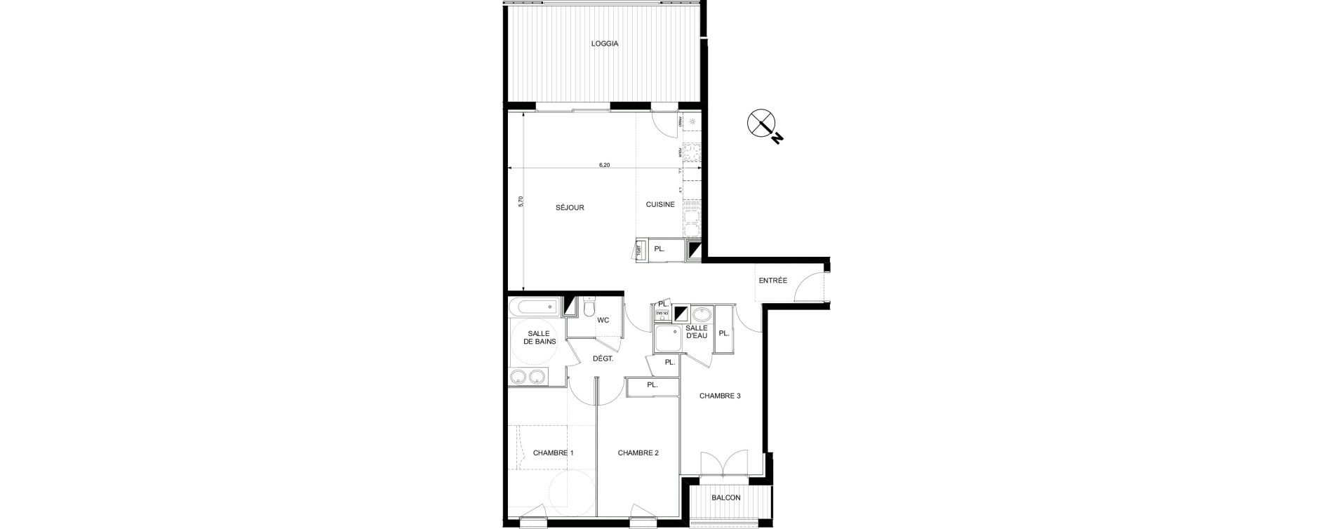 Appartement T4 de 90,67 m2 &agrave; Castanet-Tolosan Castanet tolosan centre