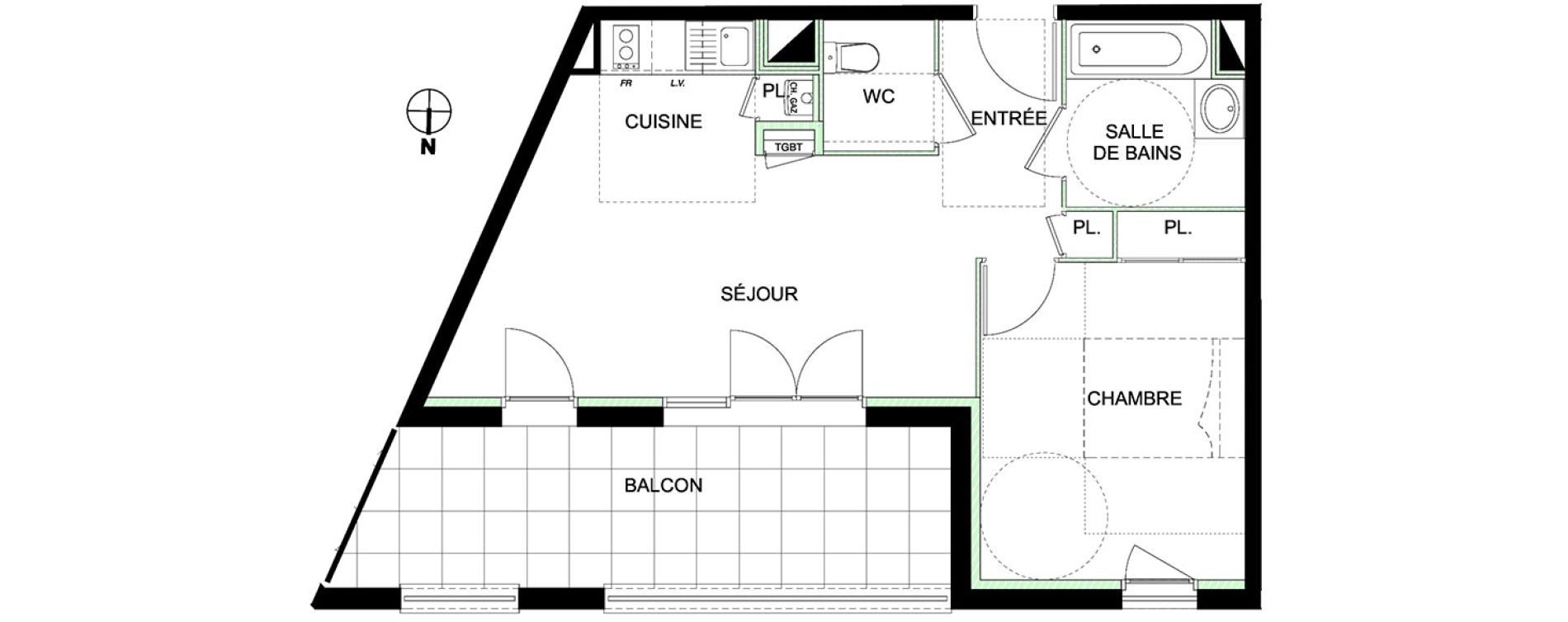 Appartement T2 de 43,21 m2 &agrave; Castanet-Tolosan Castanet tolosan centre