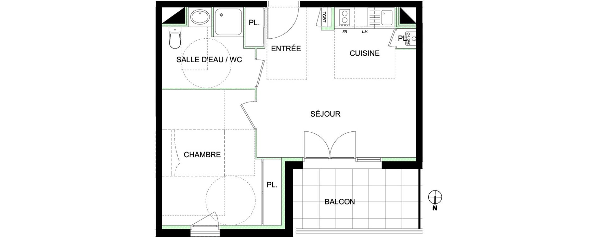 Appartement T2 de 40,57 m2 &agrave; Castanet-Tolosan Castanet tolosan centre