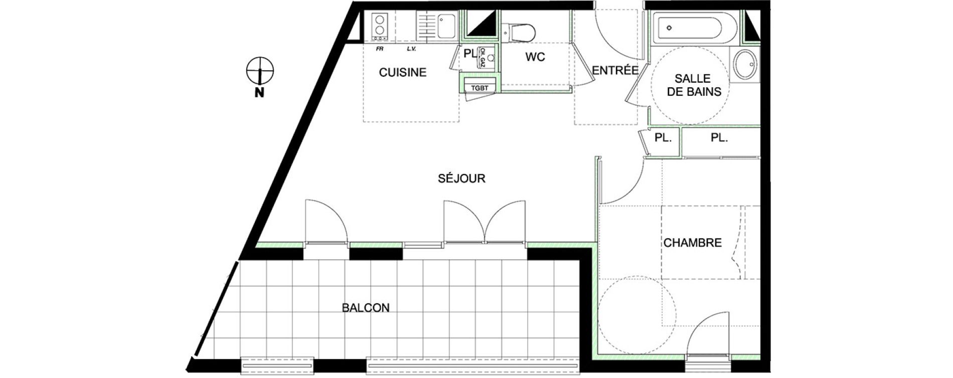 Appartement T2 de 43,21 m2 &agrave; Castanet-Tolosan Castanet tolosan centre