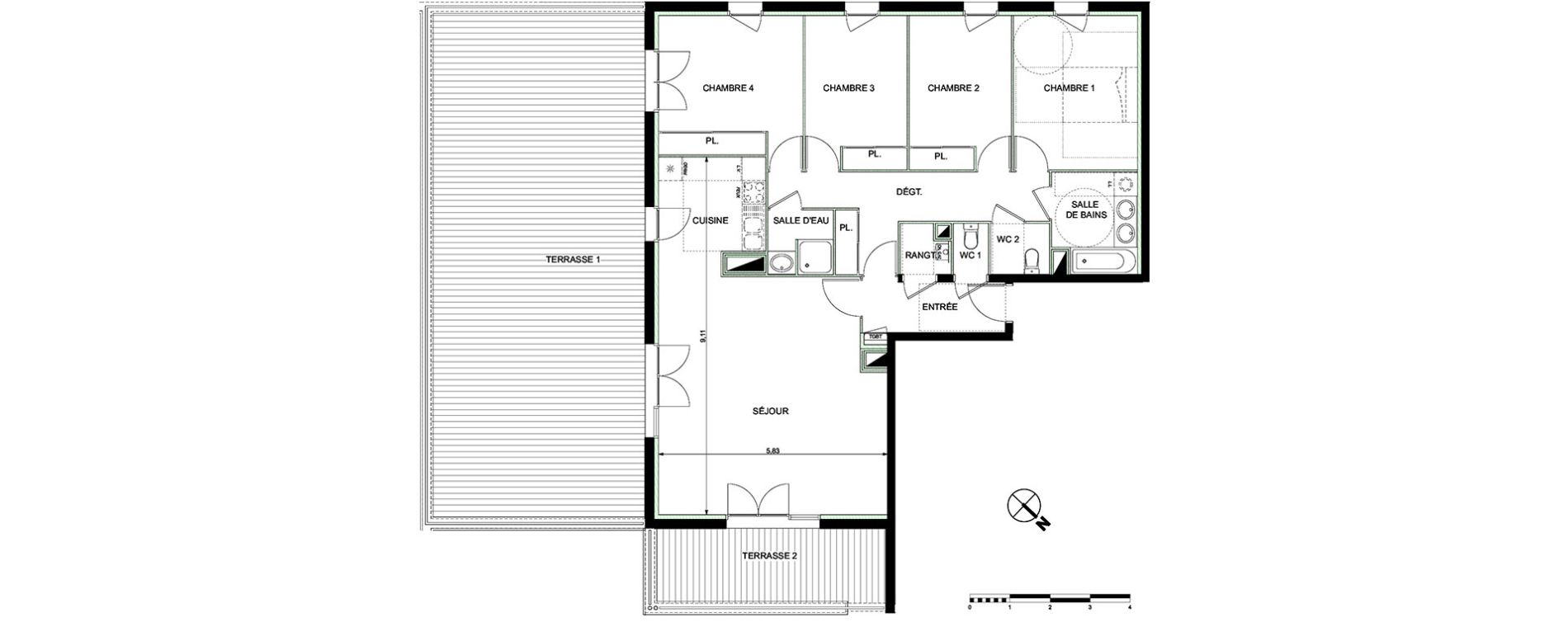 Appartement T5 de 115,18 m2 &agrave; Castanet-Tolosan Castanet tolosan centre