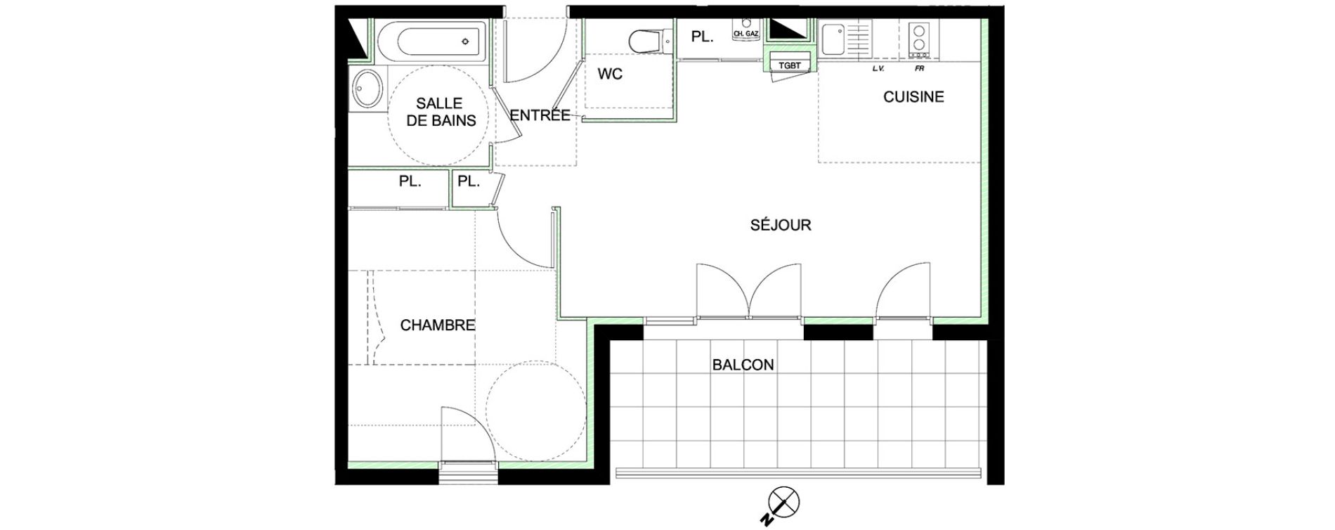 Appartement T2 de 48,00 m2 &agrave; Castanet-Tolosan Castanet tolosan centre