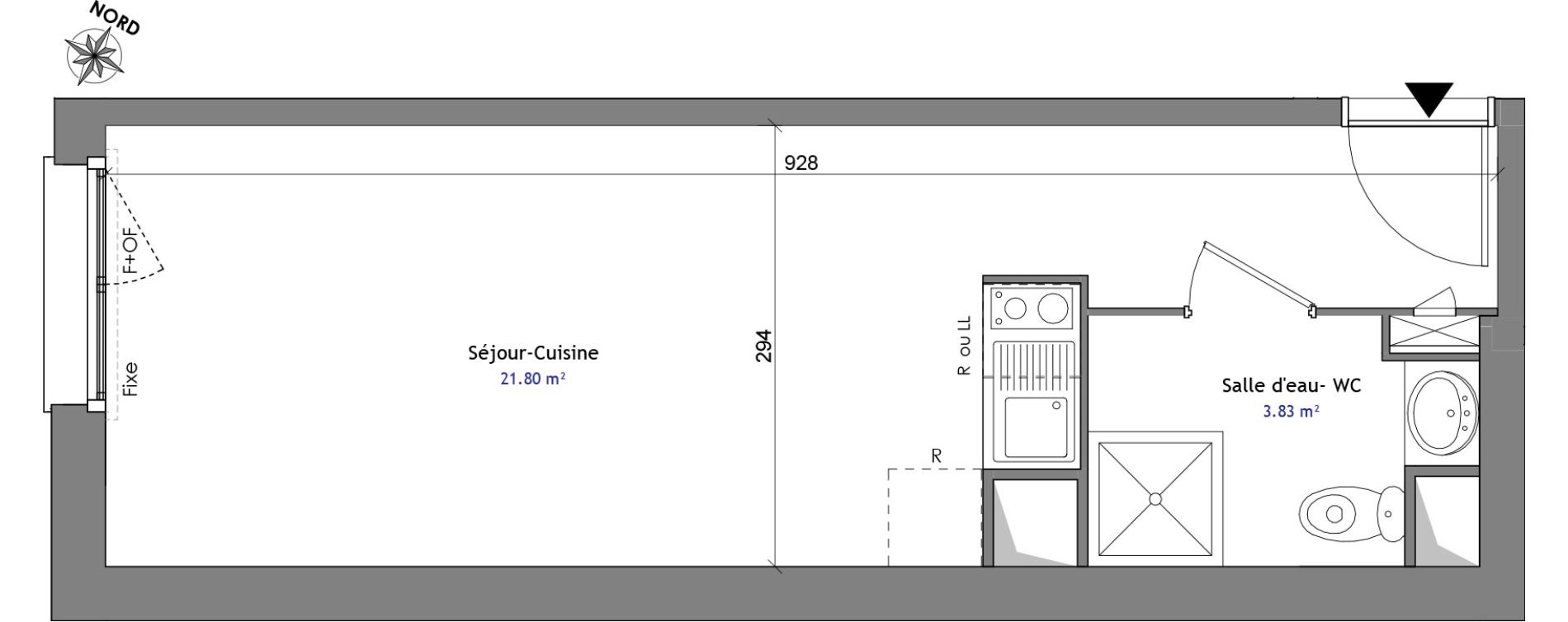 Studio de 25,63 m2 &agrave; Castanet-Tolosan Fontanelles