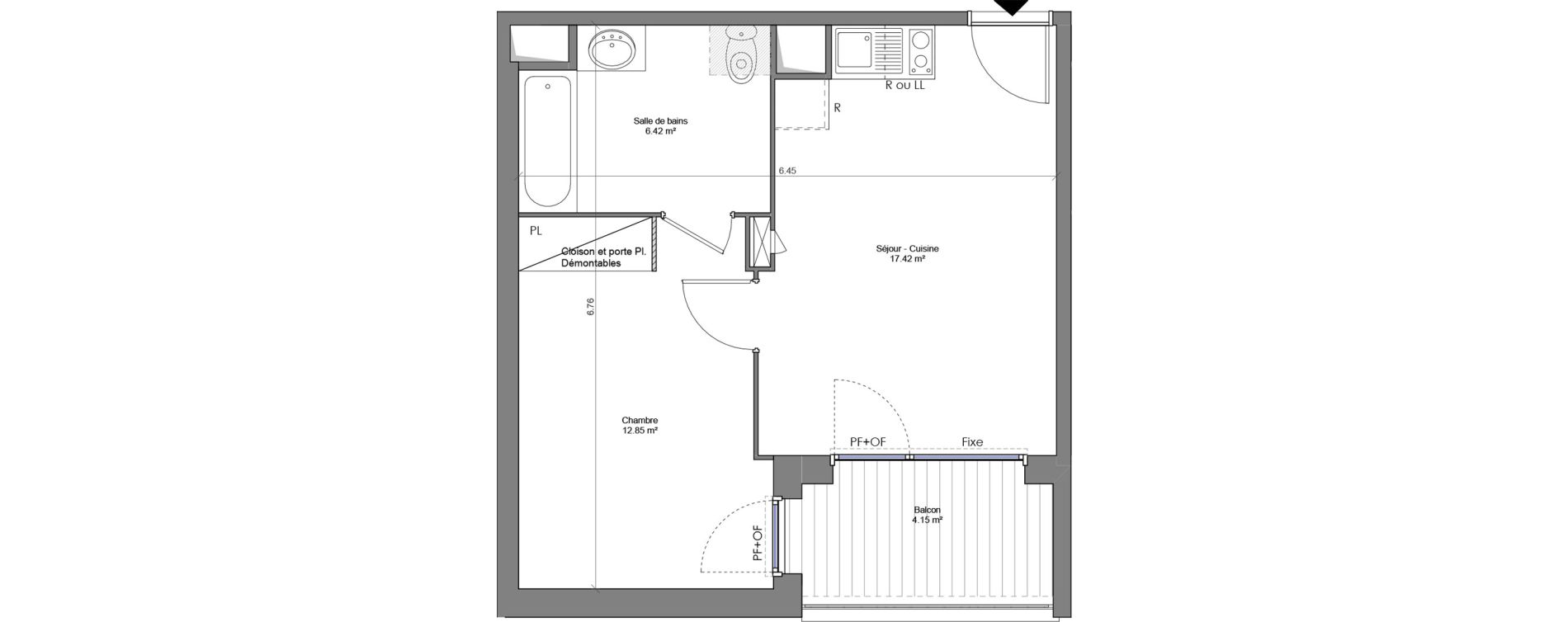 Appartement T2 de 36,69 m2 &agrave; Castanet-Tolosan Fontanelles