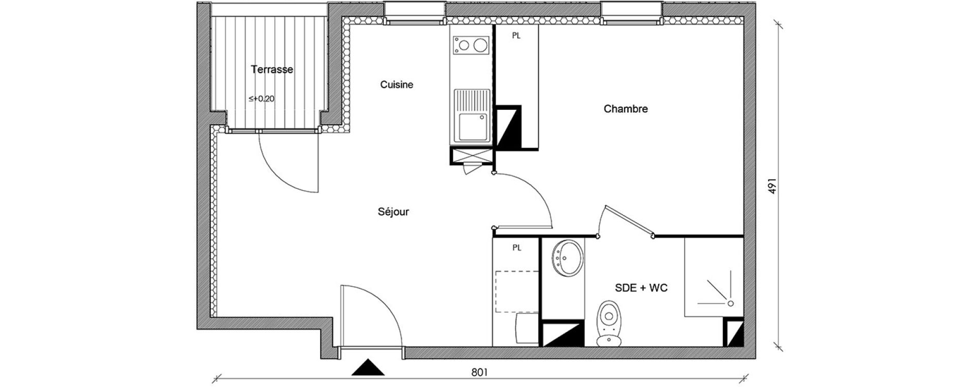 Appartement T2 de 33,88 m2 &agrave; Castanet-Tolosan Centre
