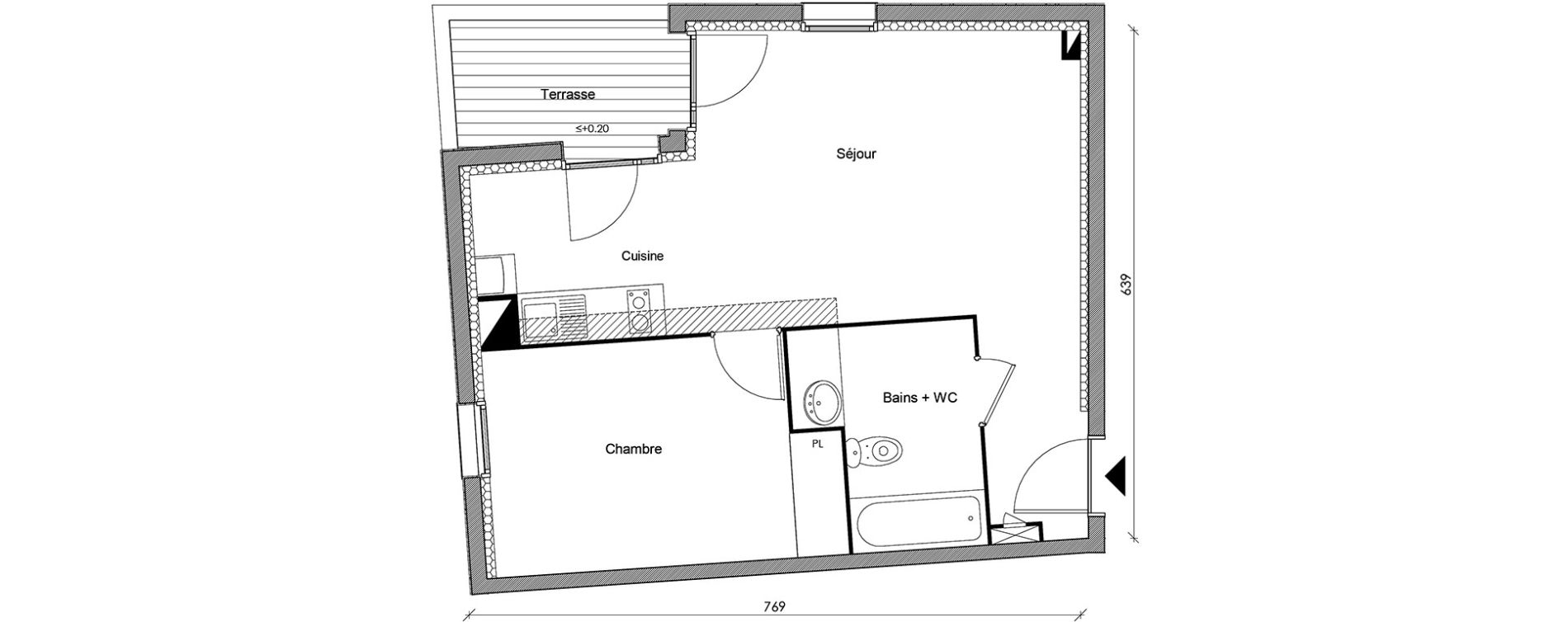 Appartement T2 de 44,39 m2 &agrave; Castanet-Tolosan Centre