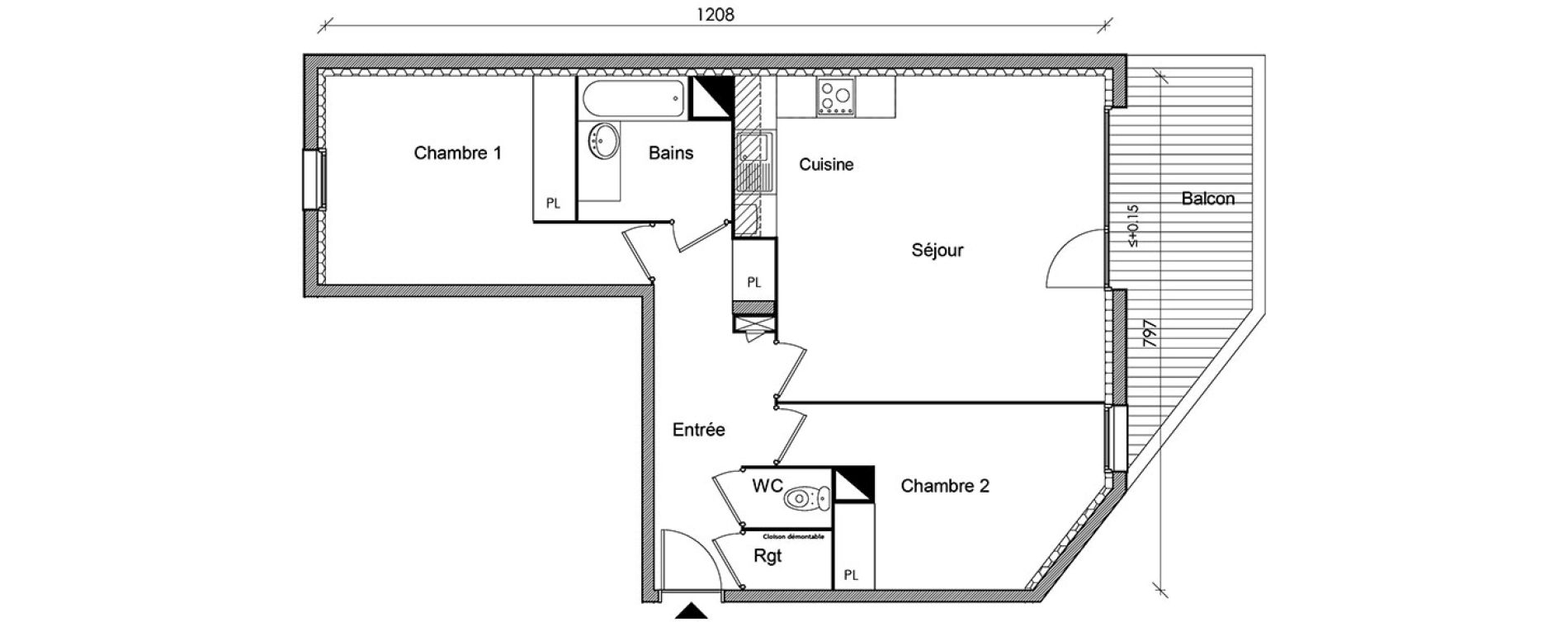 Appartement T3 de 68,77 m2 &agrave; Castanet-Tolosan Centre