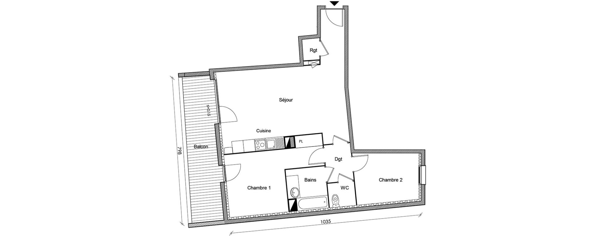 Appartement T3 de 67,48 m2 &agrave; Castanet-Tolosan Centre