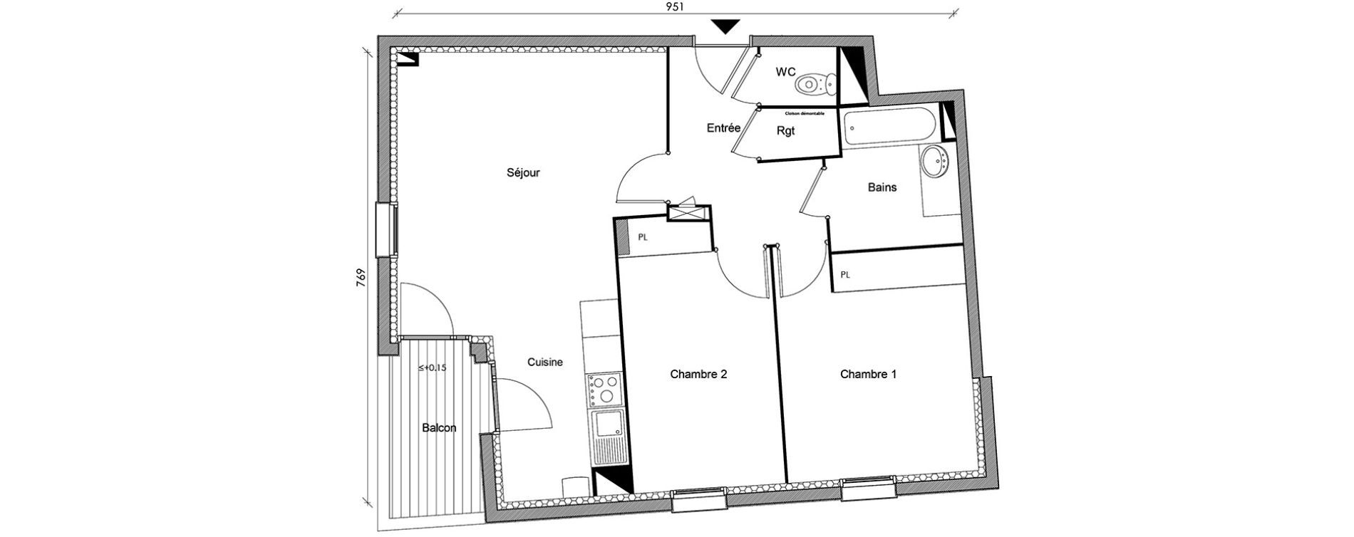 Appartement T3 de 63,88 m2 &agrave; Castanet-Tolosan Centre