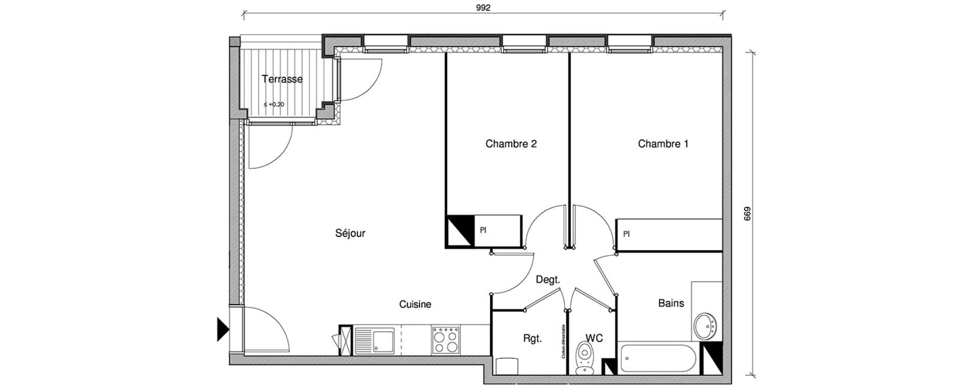 Appartement T3 de 59,17 m2 &agrave; Castanet-Tolosan Centre
