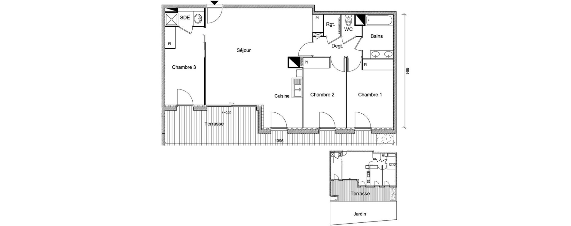 Appartement T4 de 88,60 m2 &agrave; Castanet-Tolosan Centre