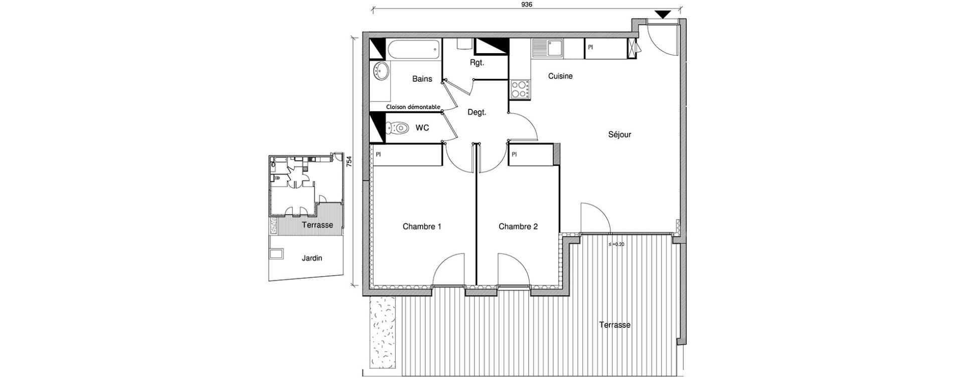 Appartement T3 de 62,56 m2 &agrave; Castanet-Tolosan Centre