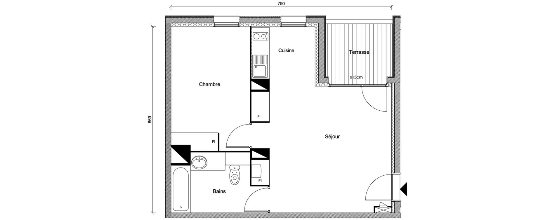 Appartement T2 de 45,23 m2 &agrave; Castanet-Tolosan Centre