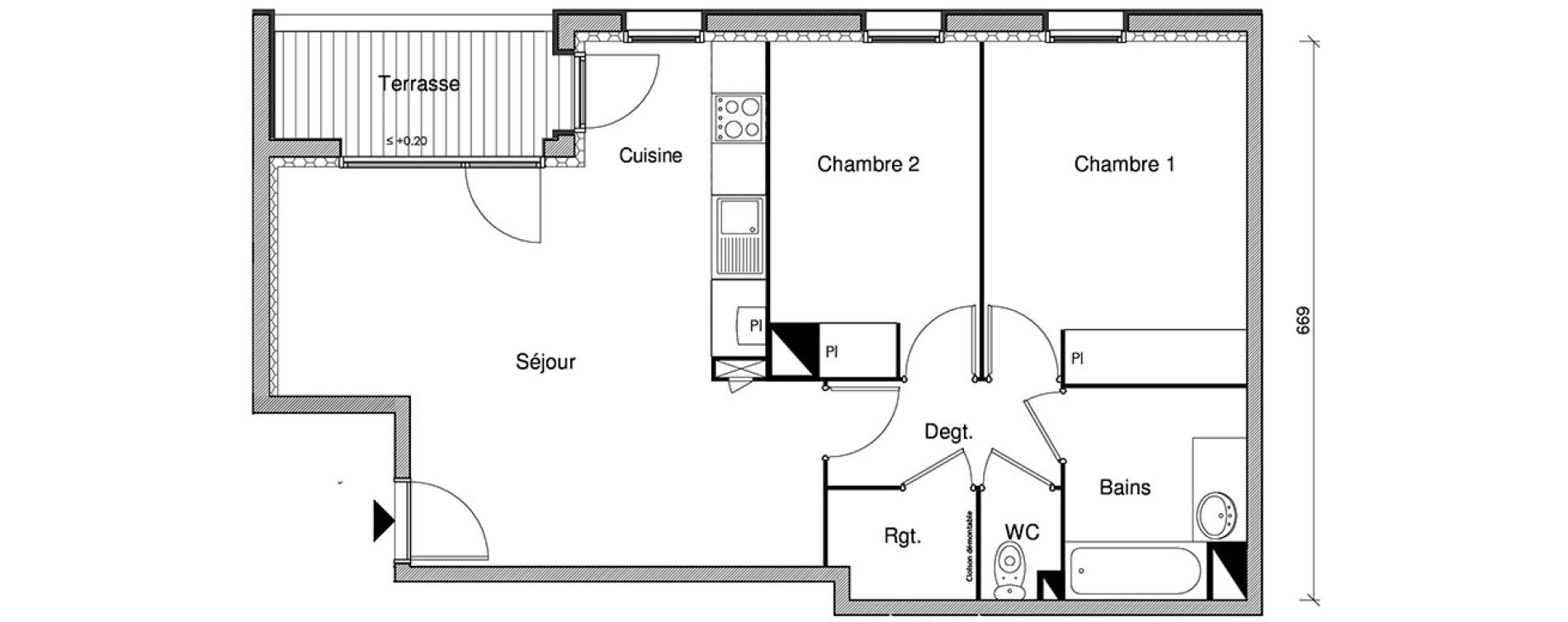 Appartement T3 de 63,92 m2 &agrave; Castanet-Tolosan Centre