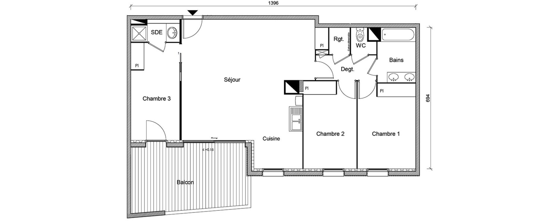 Appartement T4 de 88,61 m2 &agrave; Castanet-Tolosan Centre