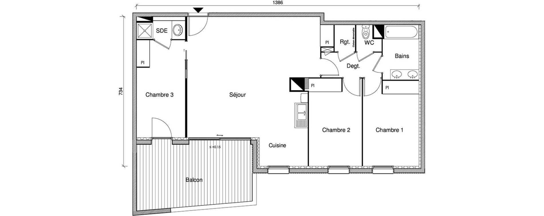 Appartement T4 de 87,98 m2 &agrave; Castanet-Tolosan Centre