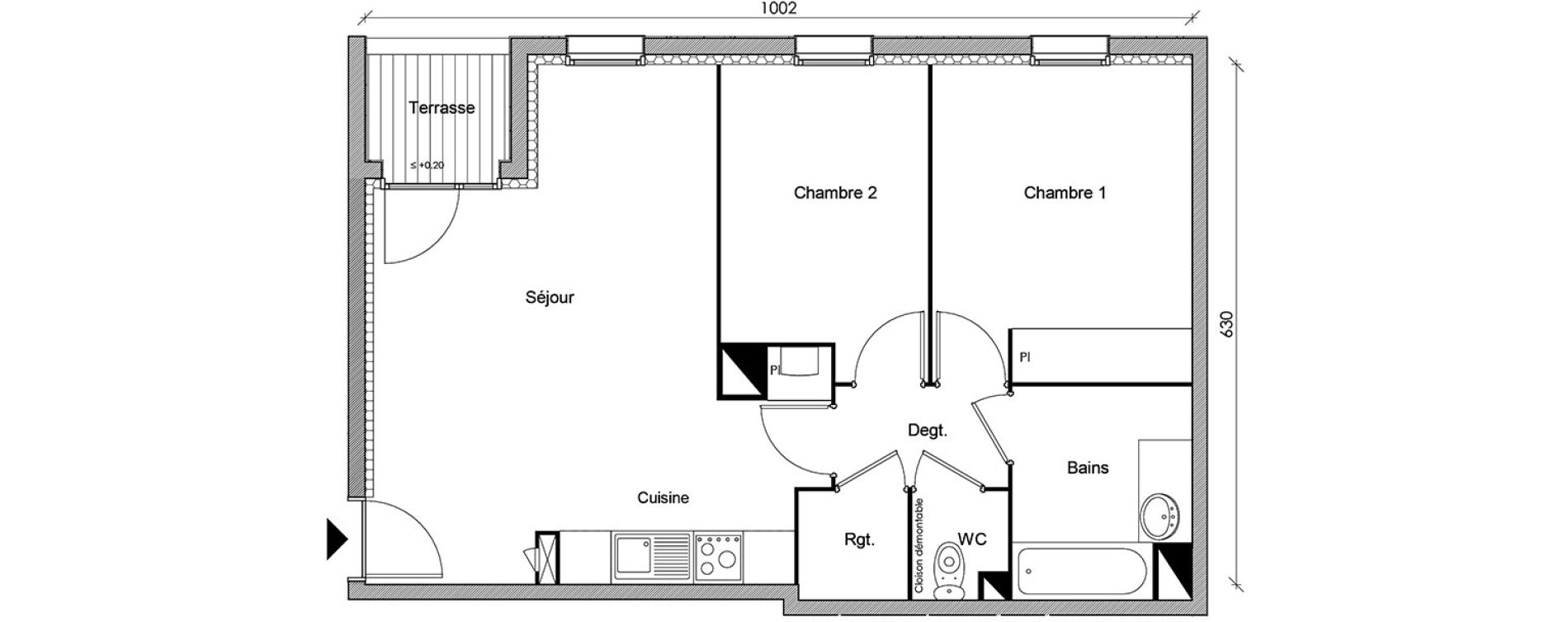 Appartement T3 de 58,21 m2 &agrave; Castanet-Tolosan Centre
