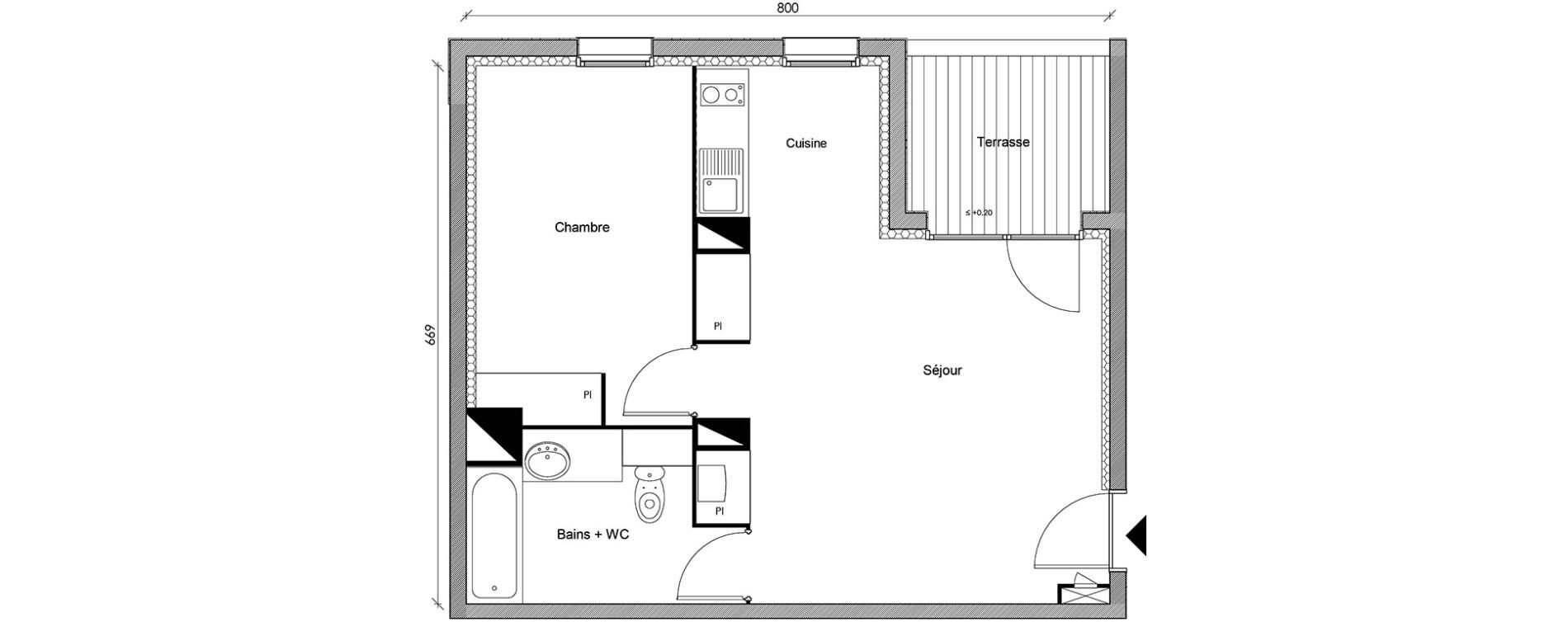 Appartement T2 de 44,61 m2 &agrave; Castanet-Tolosan Centre