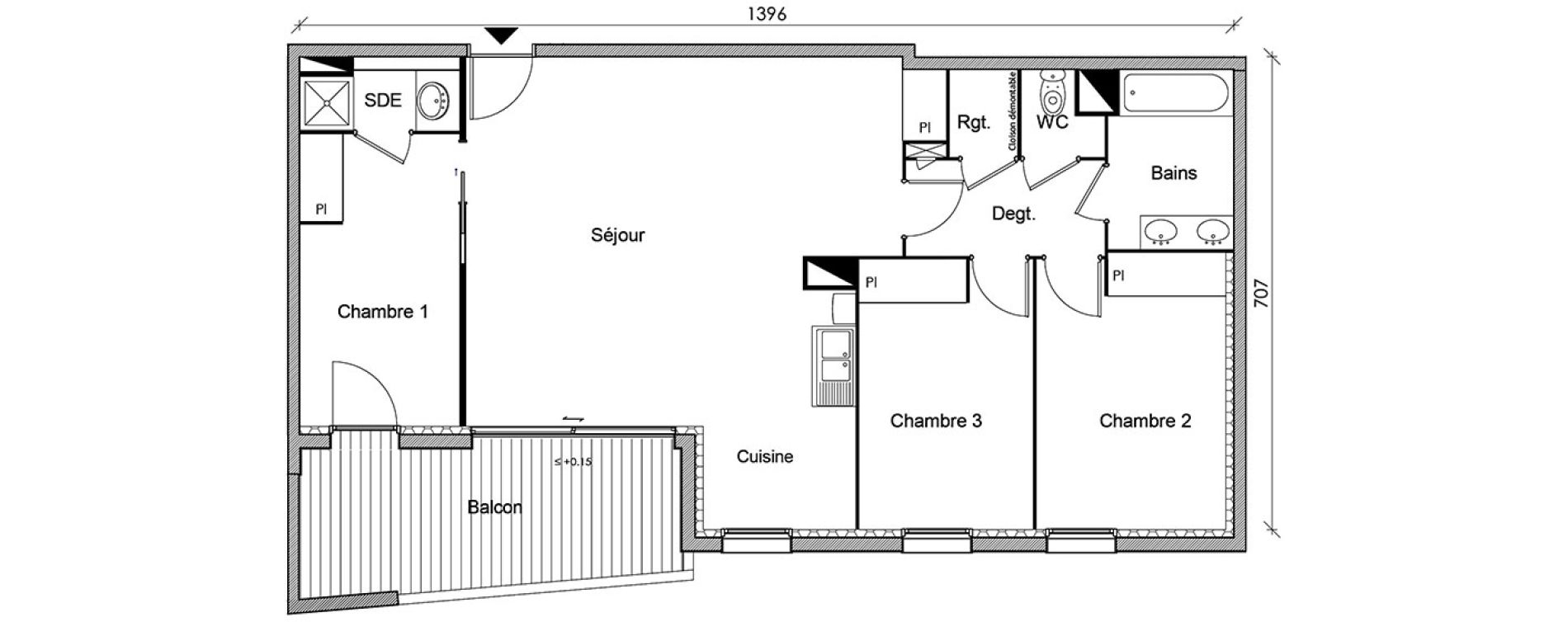 Appartement T4 de 84,81 m2 &agrave; Castanet-Tolosan Centre