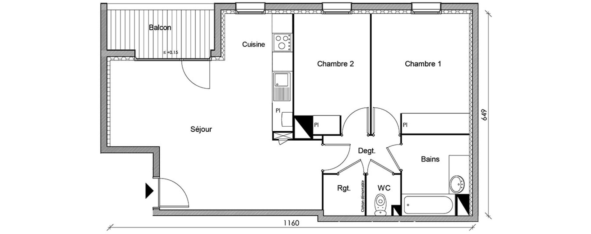 Appartement T3 de 62,32 m2 &agrave; Castanet-Tolosan Centre