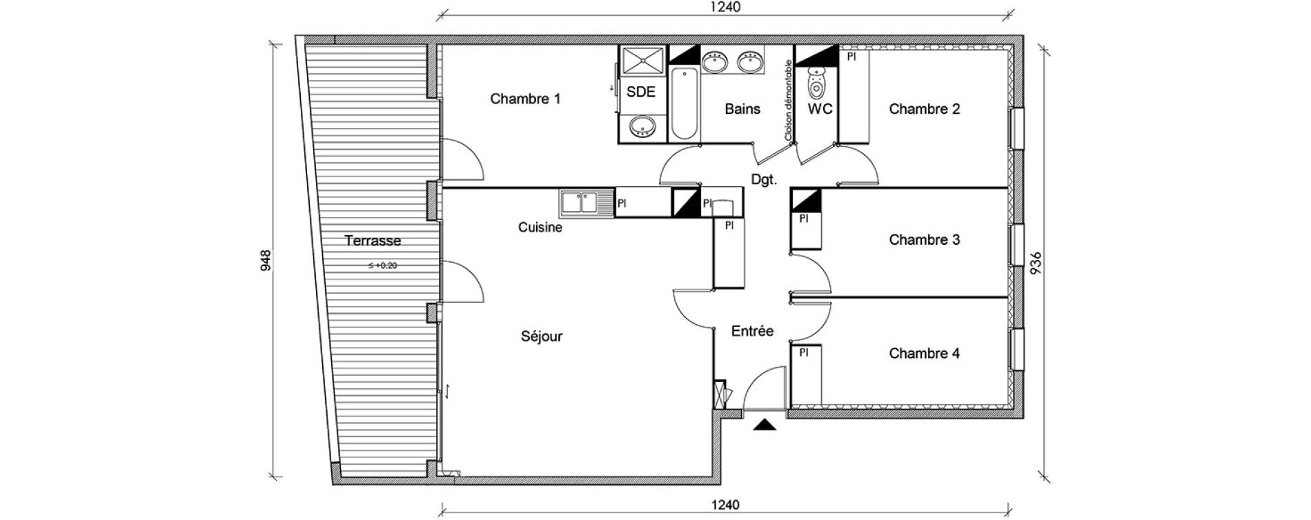 Appartement T5 de 103,06 m2 &agrave; Castanet-Tolosan Centre
