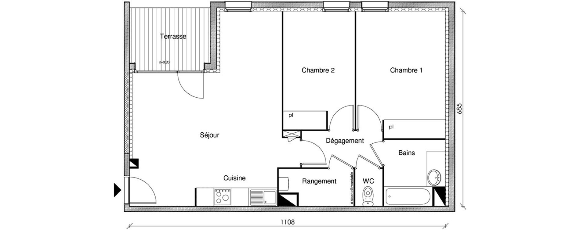 Appartement T3 de 66,56 m2 &agrave; Castanet-Tolosan Centre