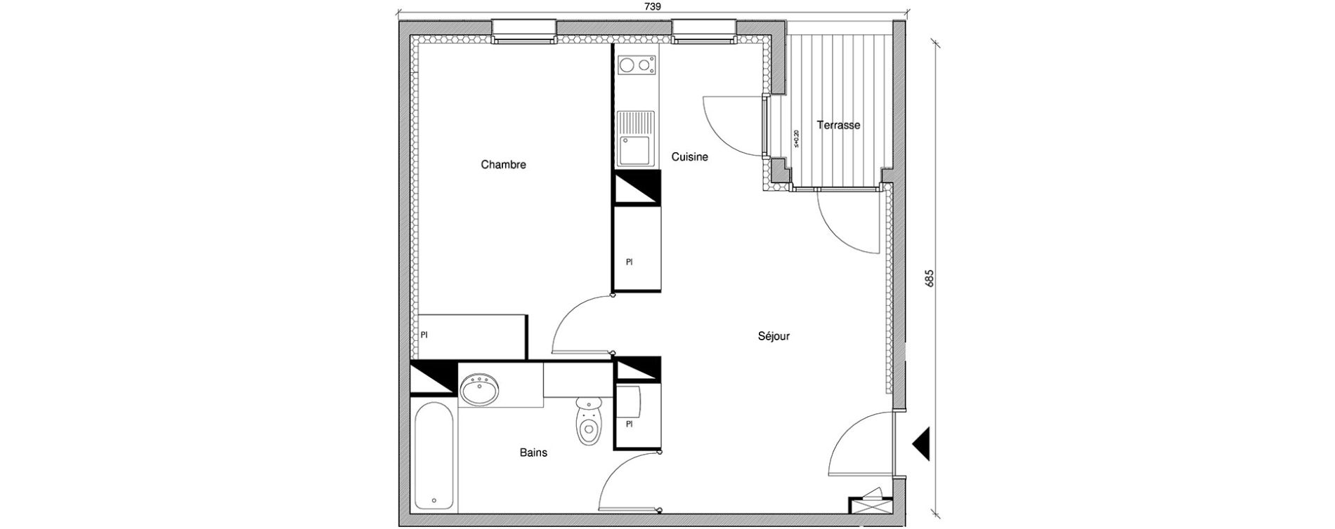 Appartement T2 de 41,30 m2 &agrave; Castanet-Tolosan Centre