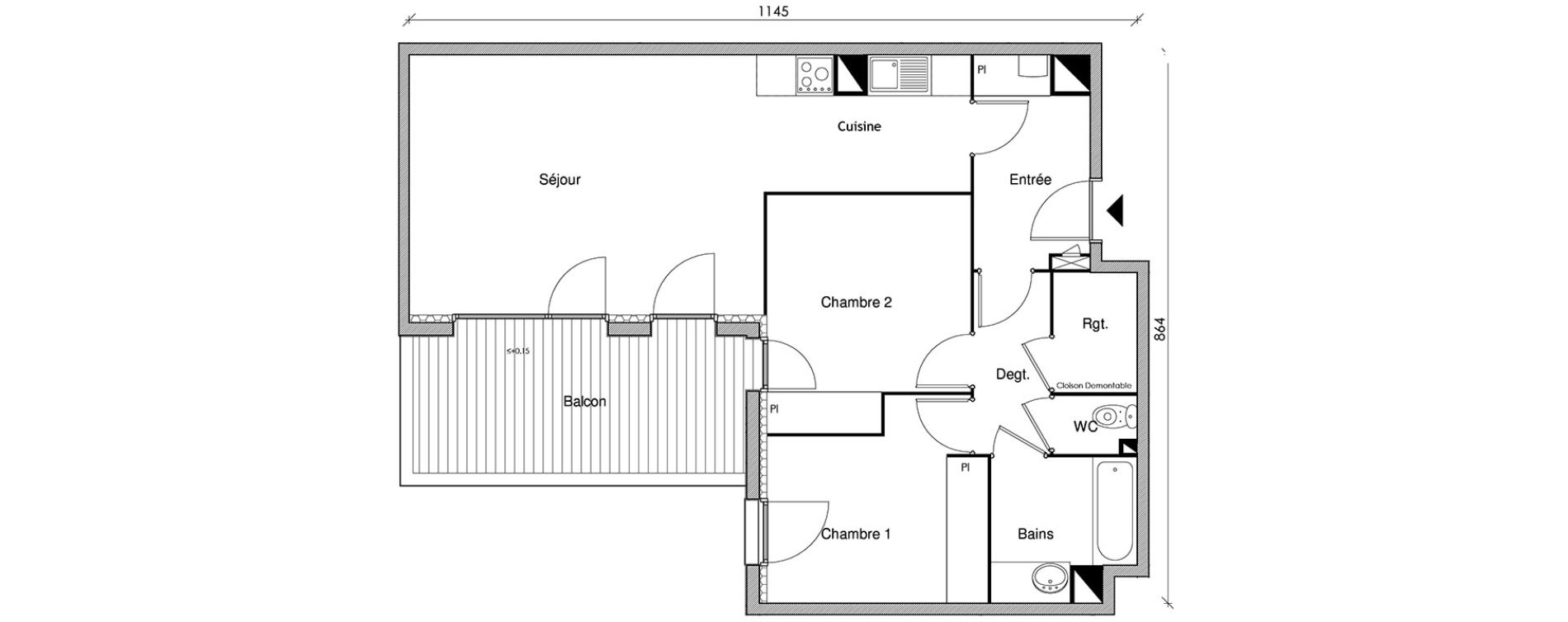 Appartement T3 de 67,90 m2 &agrave; Castanet-Tolosan Centre