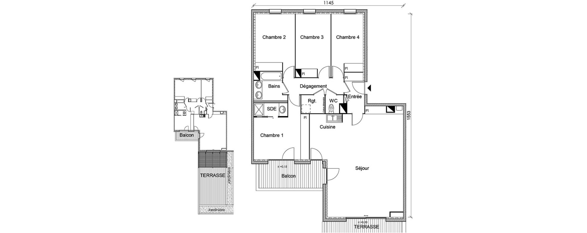 Appartement T5 de 126,18 m2 &agrave; Castanet-Tolosan Centre