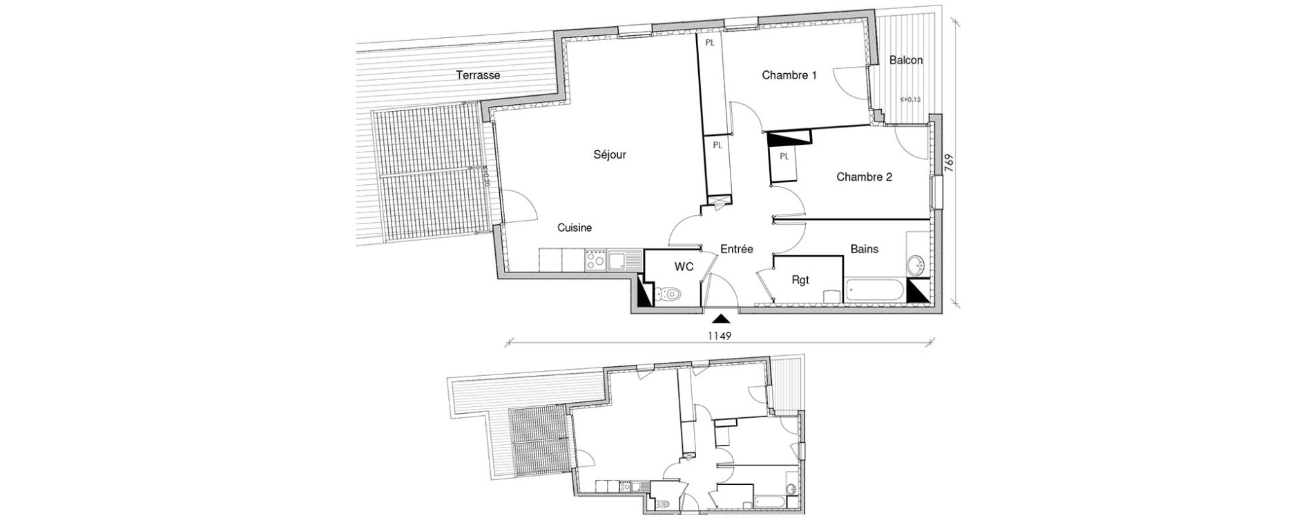 Appartement T3 de 72,95 m2 &agrave; Castanet-Tolosan Centre