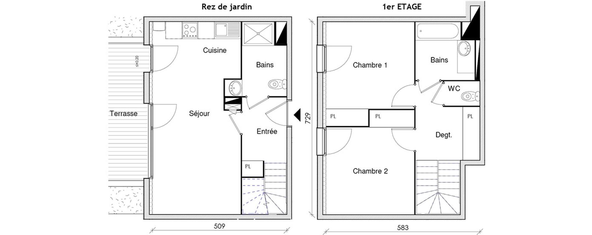 Duplex T3 de 68,67 m2 &agrave; Castanet-Tolosan Centre