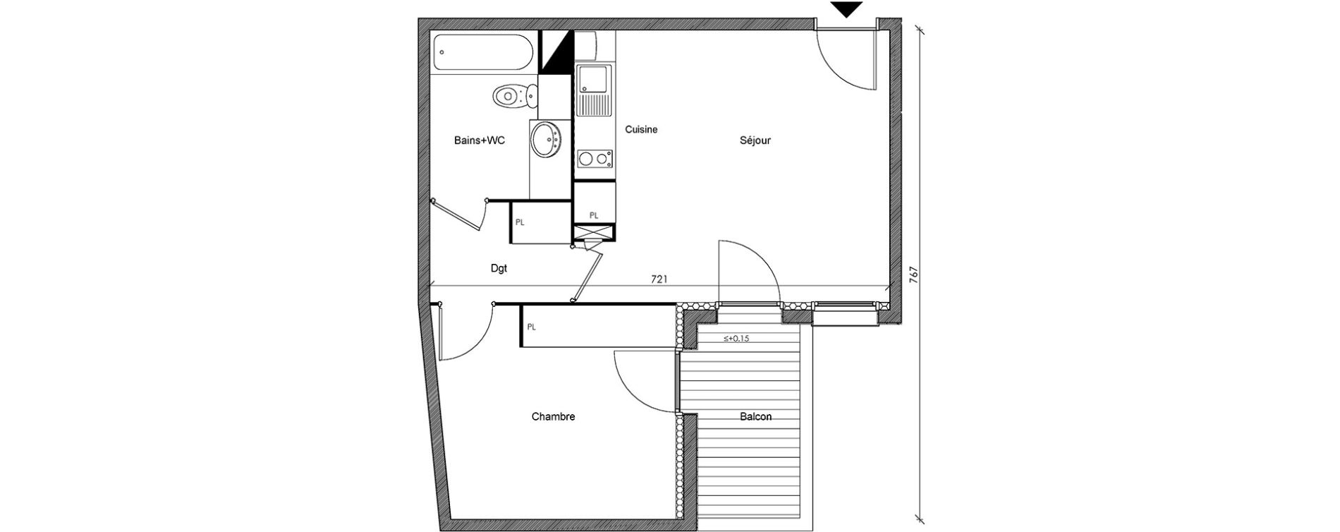 Appartement T2 de 42,16 m2 &agrave; Castanet-Tolosan Centre