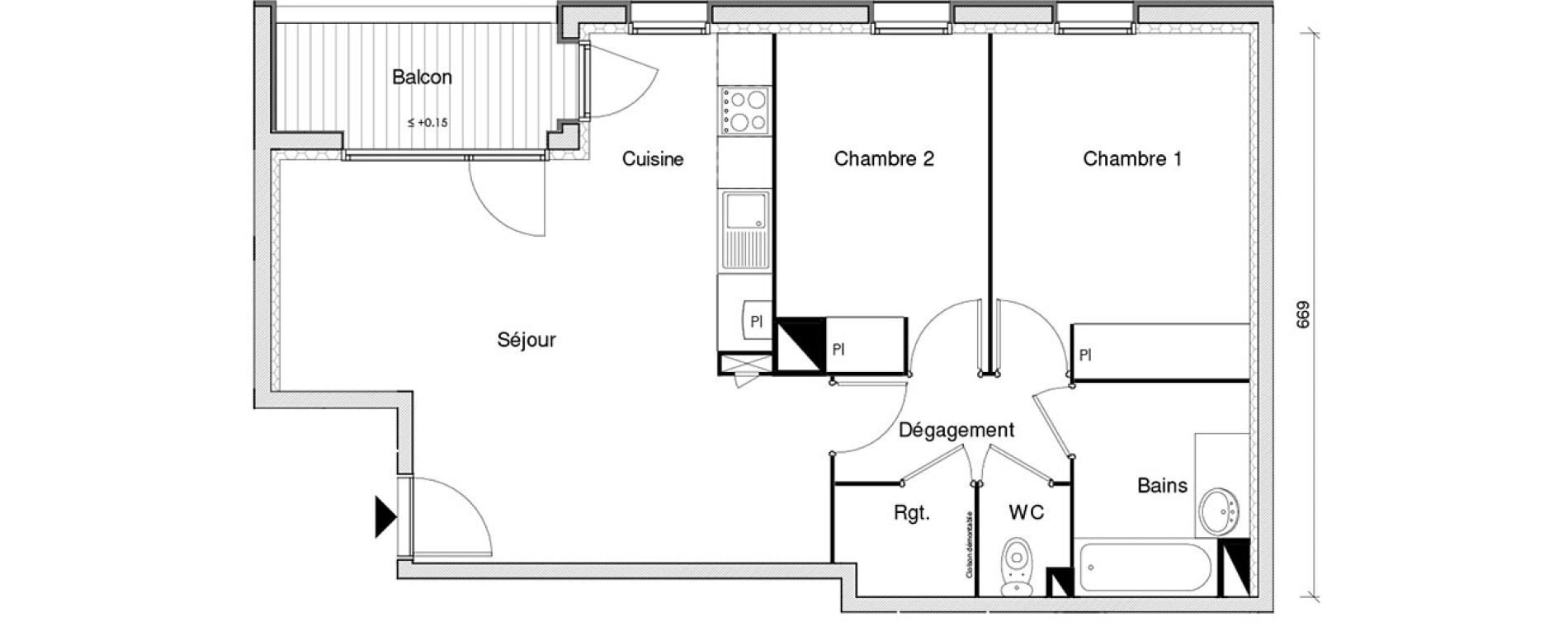 Appartement T3 de 63,32 m2 &agrave; Castanet-Tolosan Centre